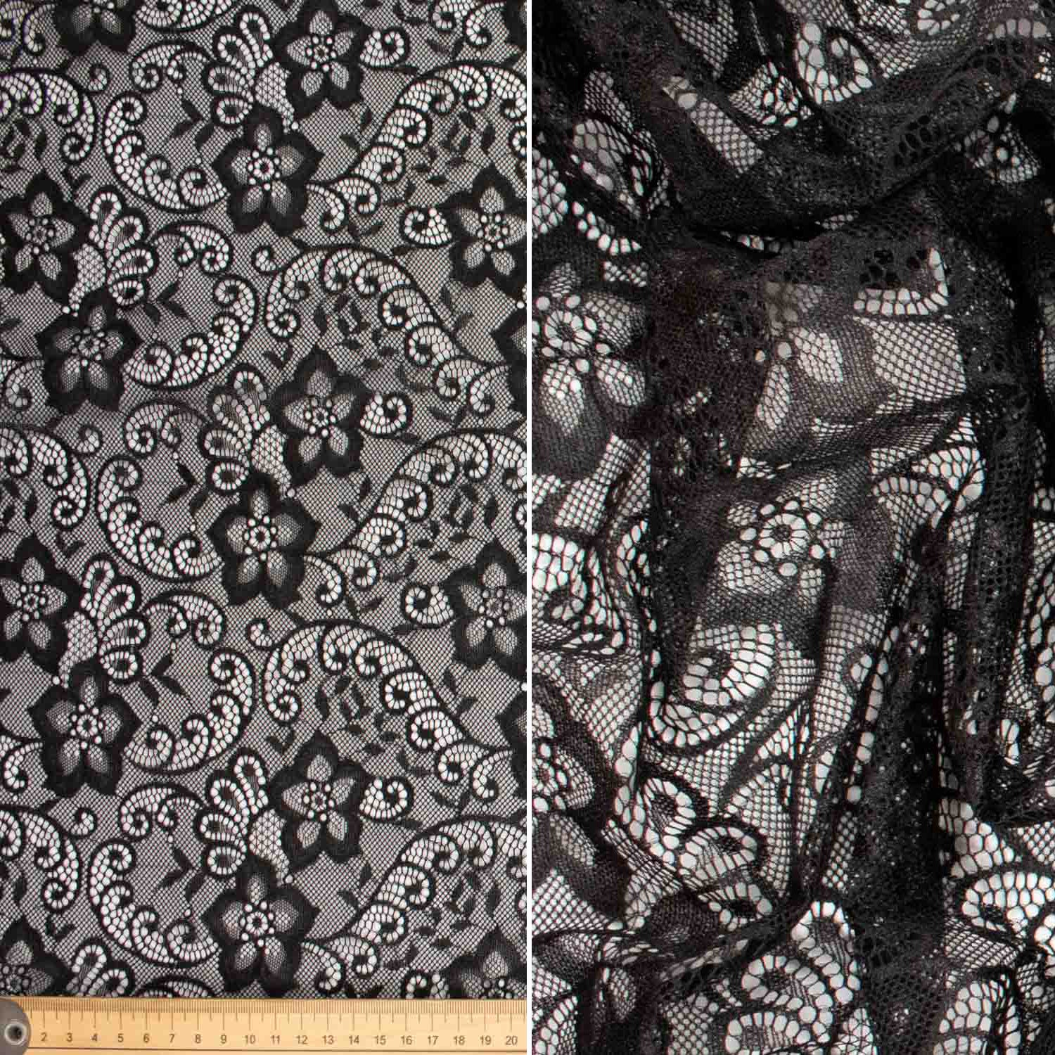 Soft Stretch Lace Design-39713 Vintage Floral Vines