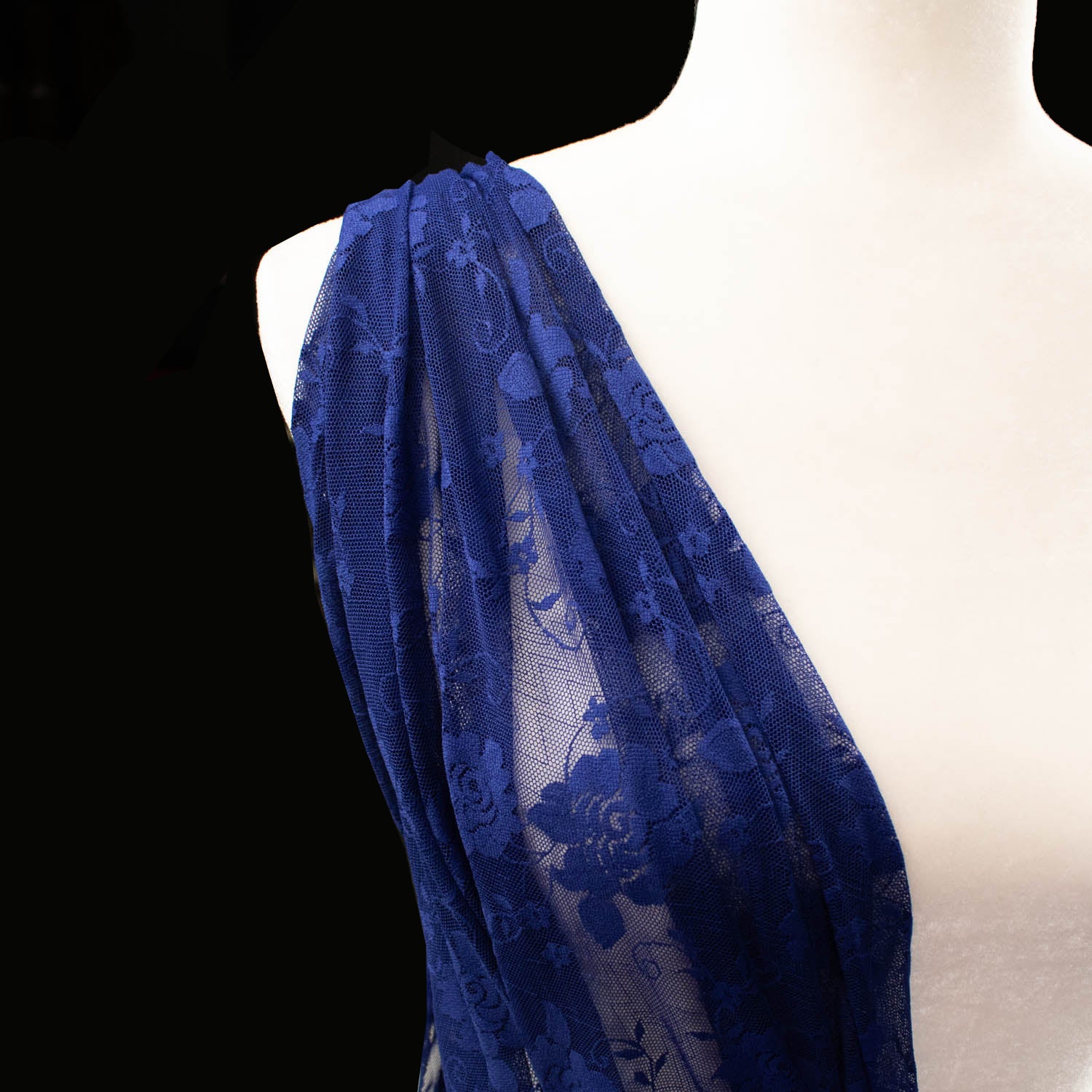 Soft Stretch Lace Design-39722 Floral Vines on Wave