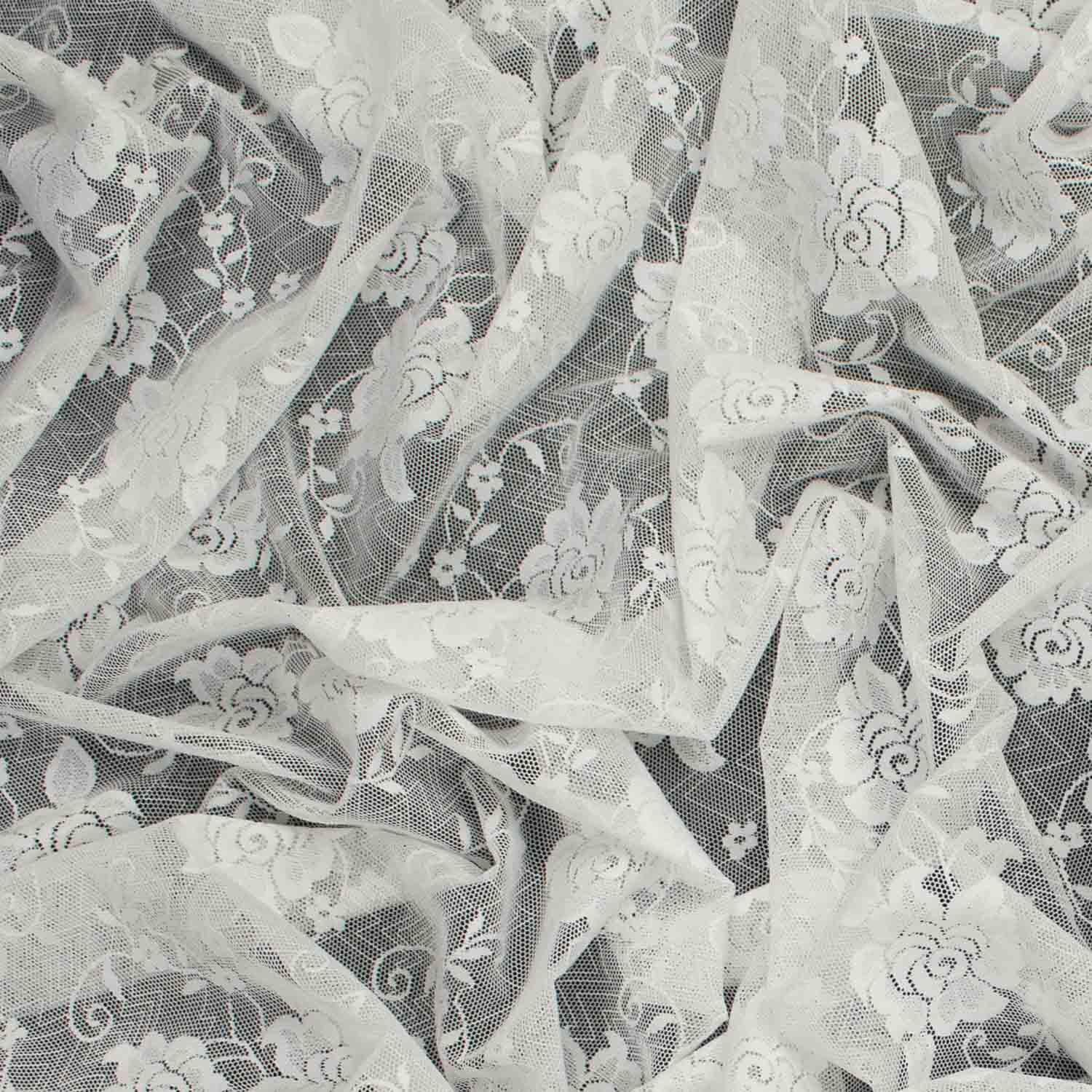 Soft Stretch Lace Design-39722 Floral Vines on Wave