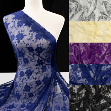 Soft Stretch Lace Design-39722 Floral Vines on Wave