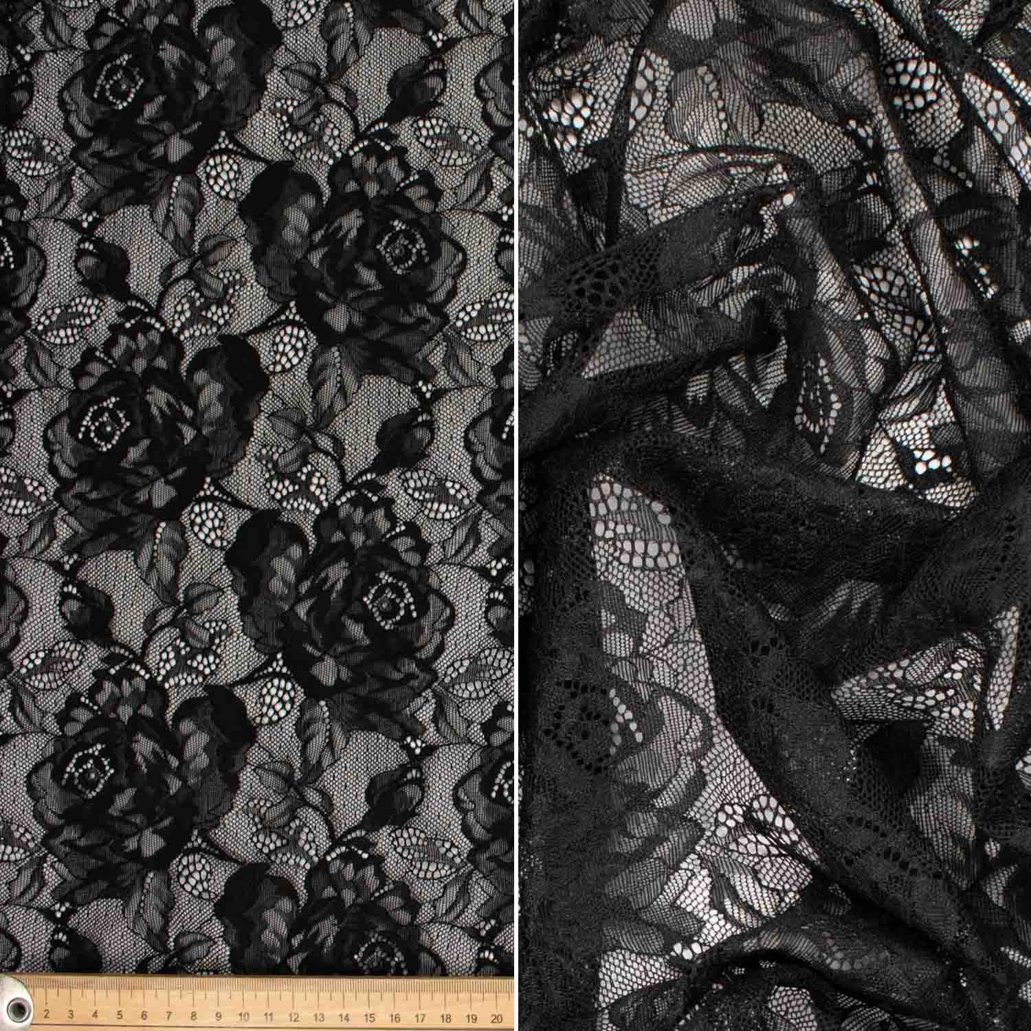 Soft Stretch Lace Design-39726 Large Flower