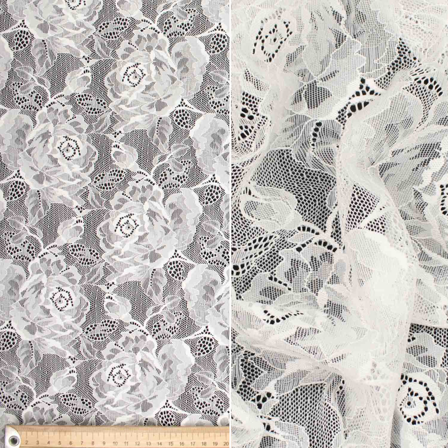 Soft Stretch Lace Design-39726 Large Flower