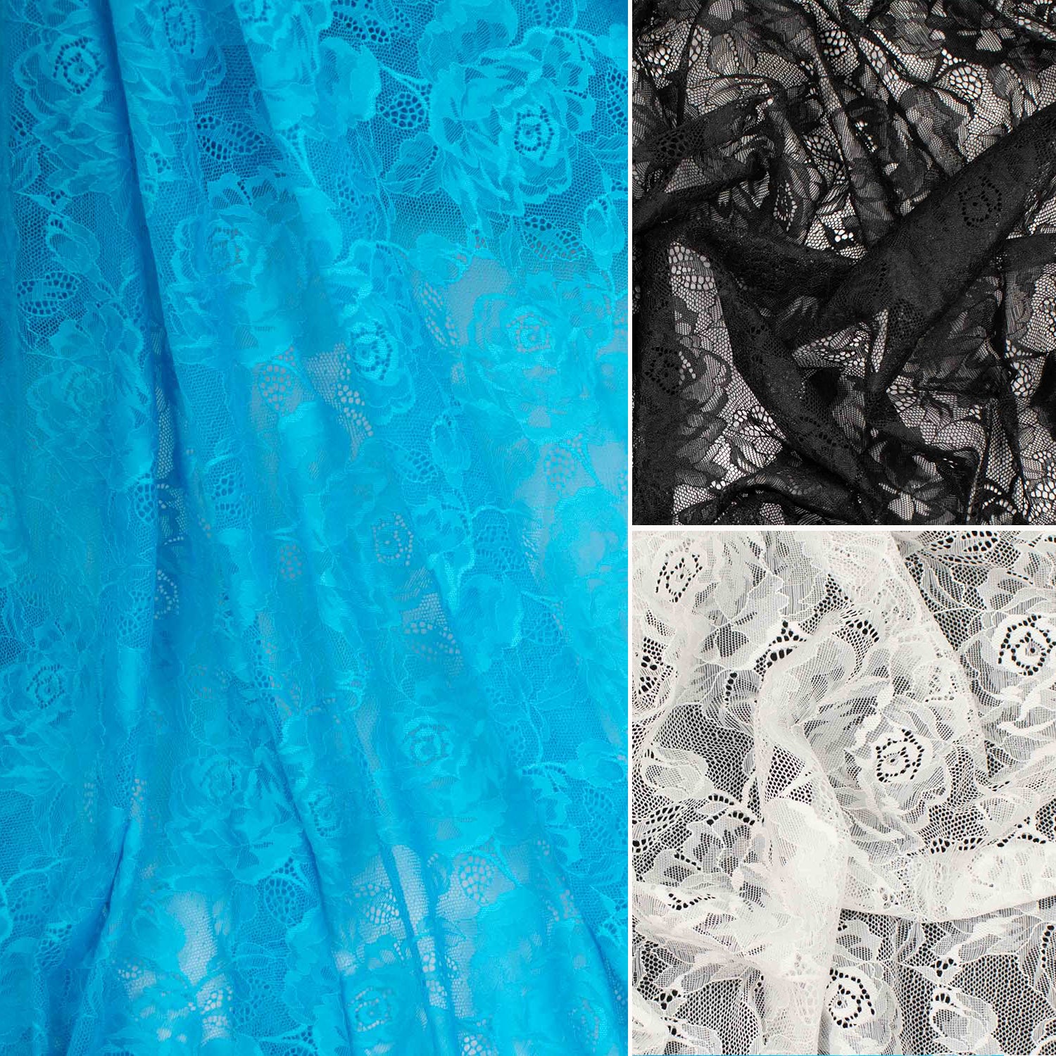 Soft Stretch Lace Design-39726 Large Flower