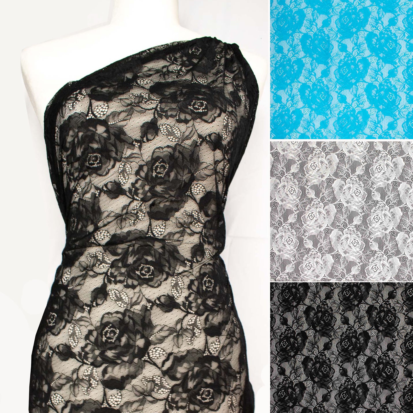 Soft Stretch Lace Design-39726 Large Flower