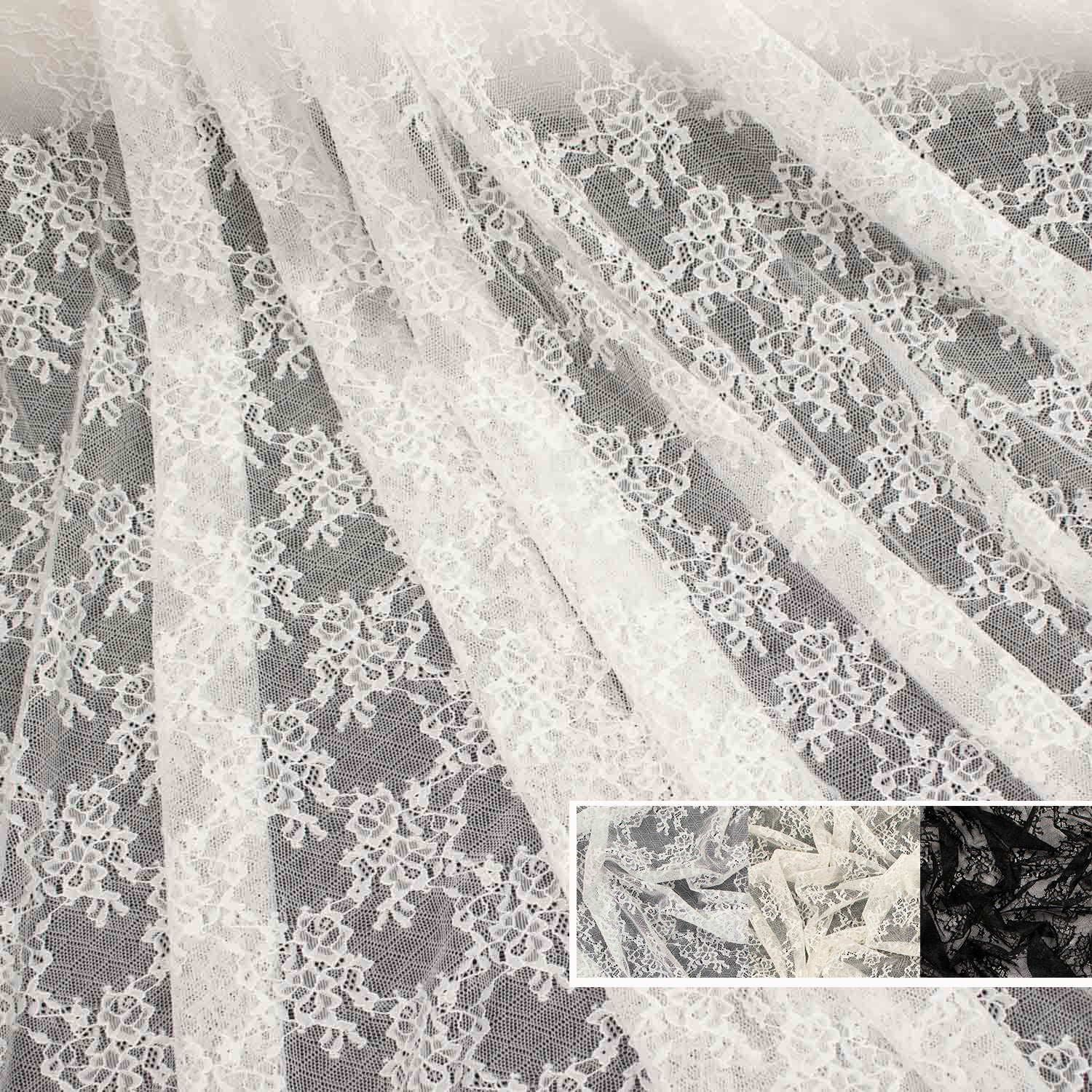 Soft Stretch Lace Design-39734 Small Floral on Geometric