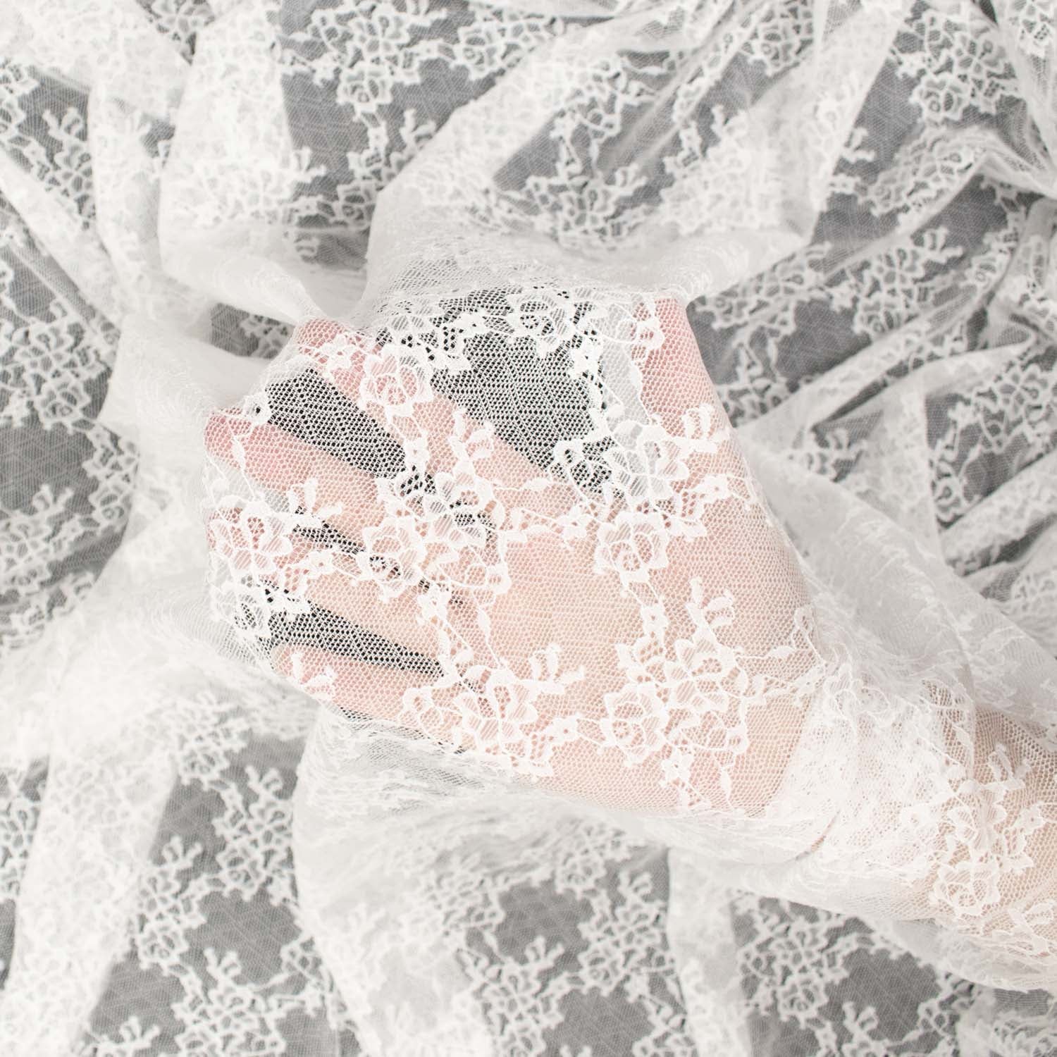 Soft Stretch Lace Design-39734 Small Floral on Geometric