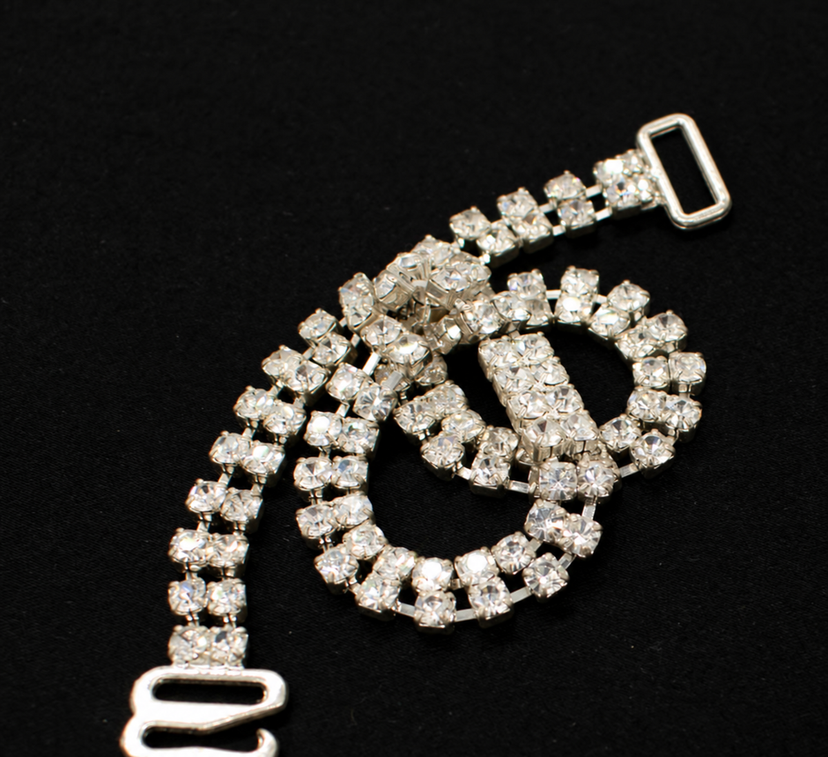 Silver Shiny Diamante Shoulder Chain Replacement Bra Strap 2pcs
