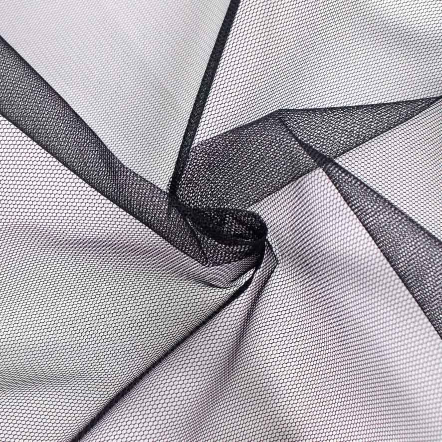 Stiff Hexagonal Bridal Net-Tulle Black - 50M Roll