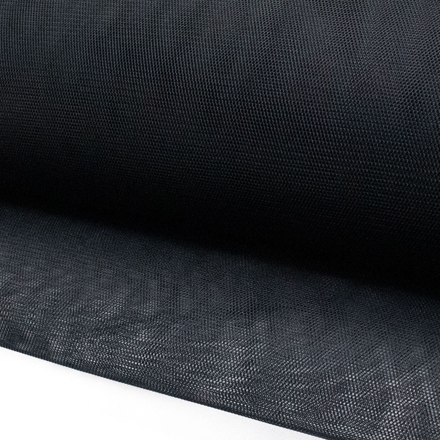 Stiff Hexagonal Bridal Net-Tulle Black - 50M Roll