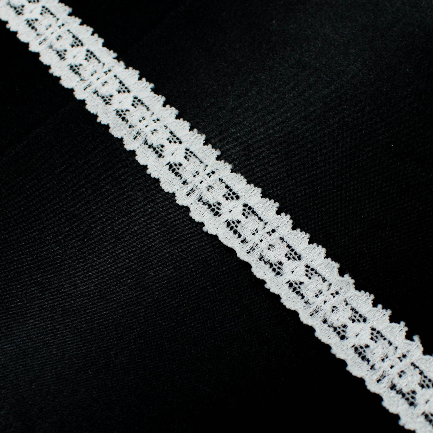 White Stretch Raschel Lace Trim 17mm
