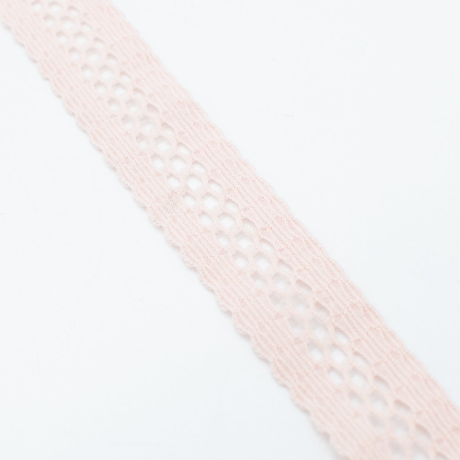 Baby Pink Stretch Raschel Lace Trim 18mm