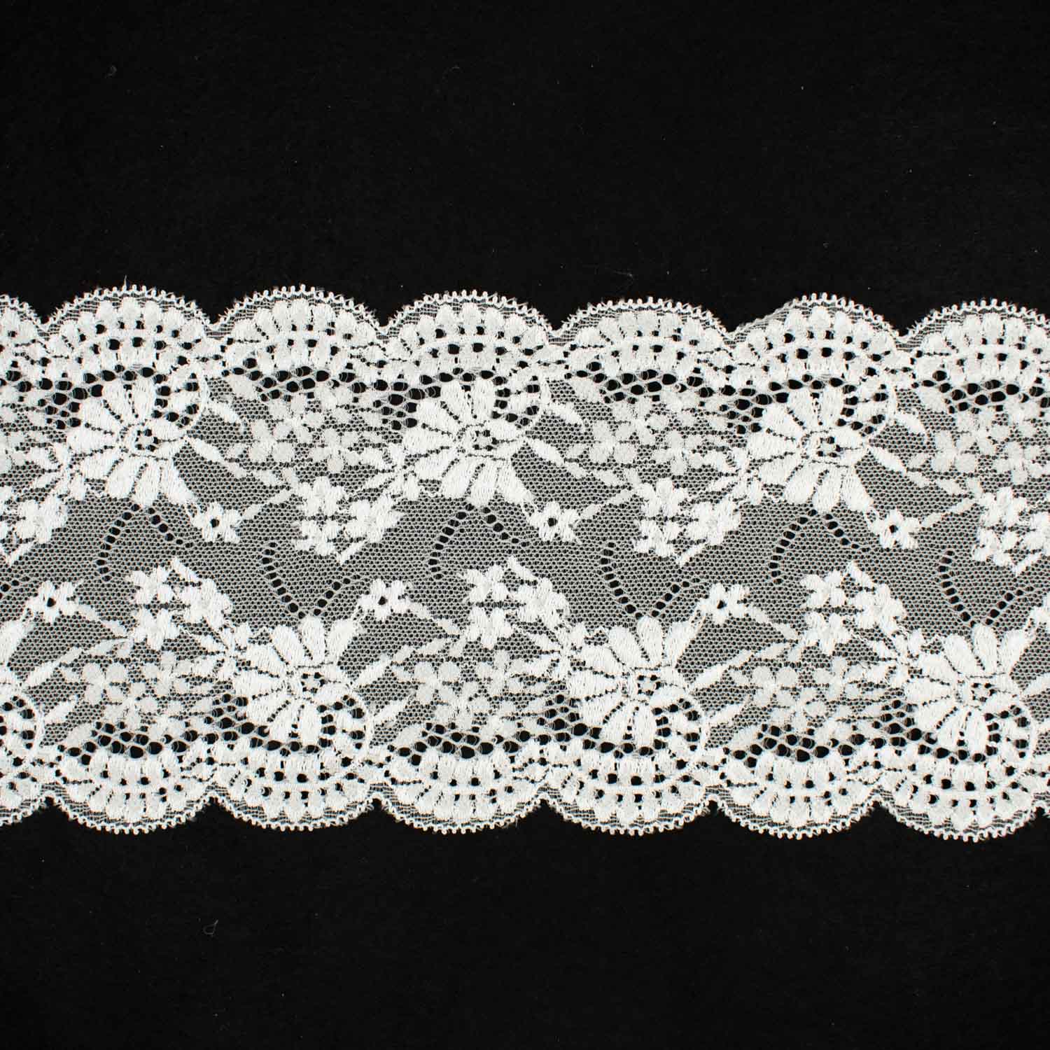 Large Floral Raschel White Voil Lace Trim 12.5cm