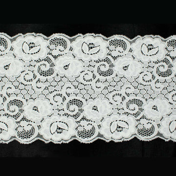 Light Grey Floral Stretch Raschel Lace Trim 150mm