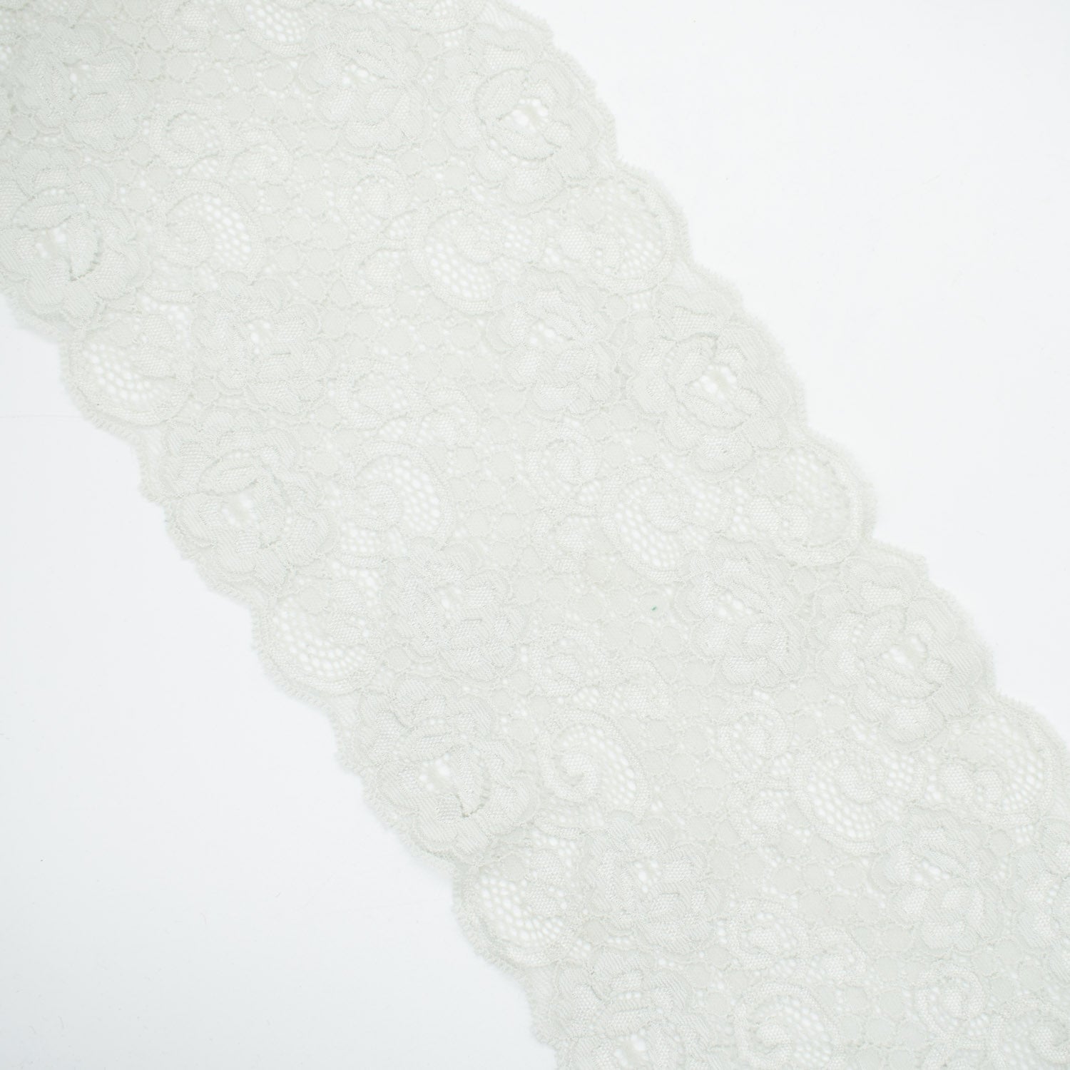 Light Grey Floral Stretch Raschel Lace Trim 150mm