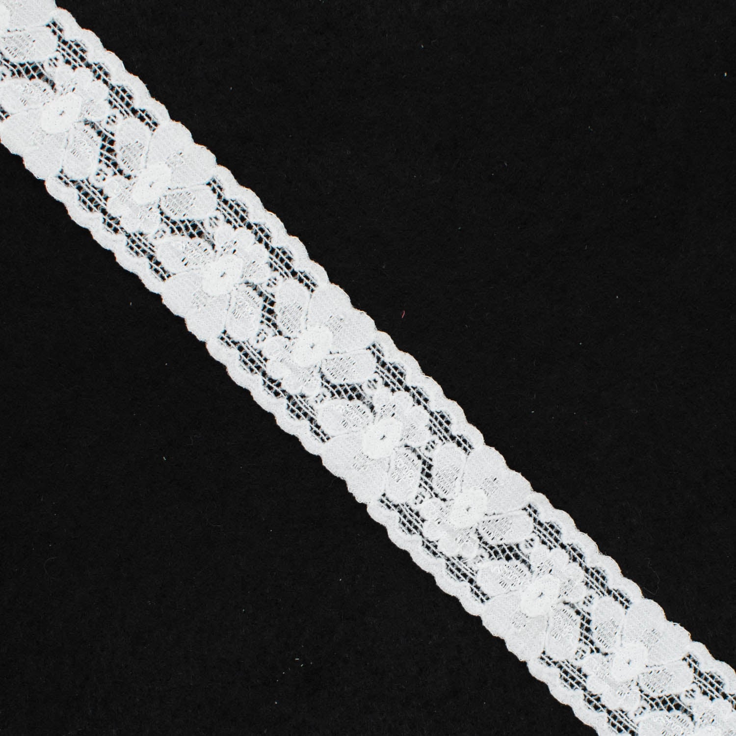 White Stretch Lace Trim 25mm