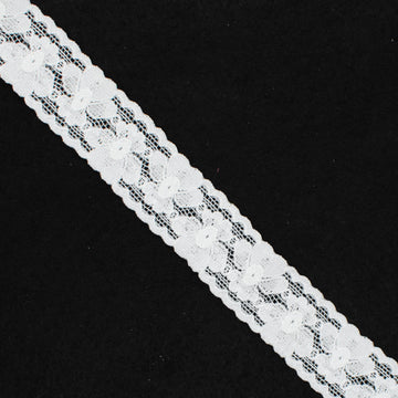 White Stretch Lace Trim 25mm