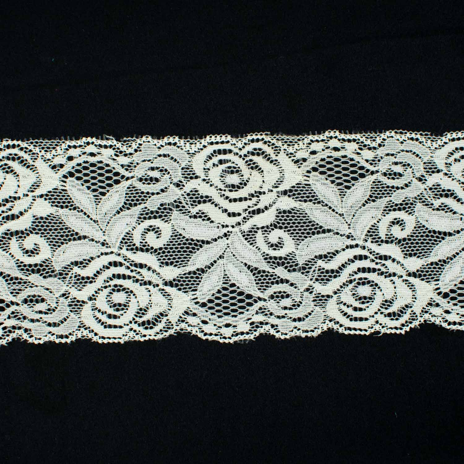 Rose & Leaves Stretch Lace Trim 8CM