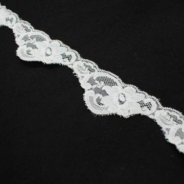 Scalloped Stretch Lace Trim 40mm Off White