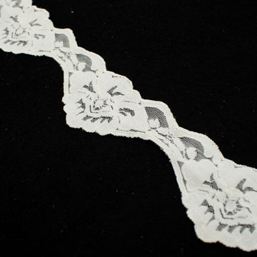 Scalloped Stretch Lace Trim 50mm Ivory