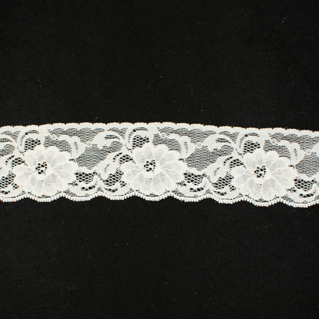 Stretch Raschel Lace Trim 50mm Ivory