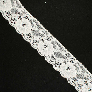 Stretch Raschel Lace Trim 50mm Ivory