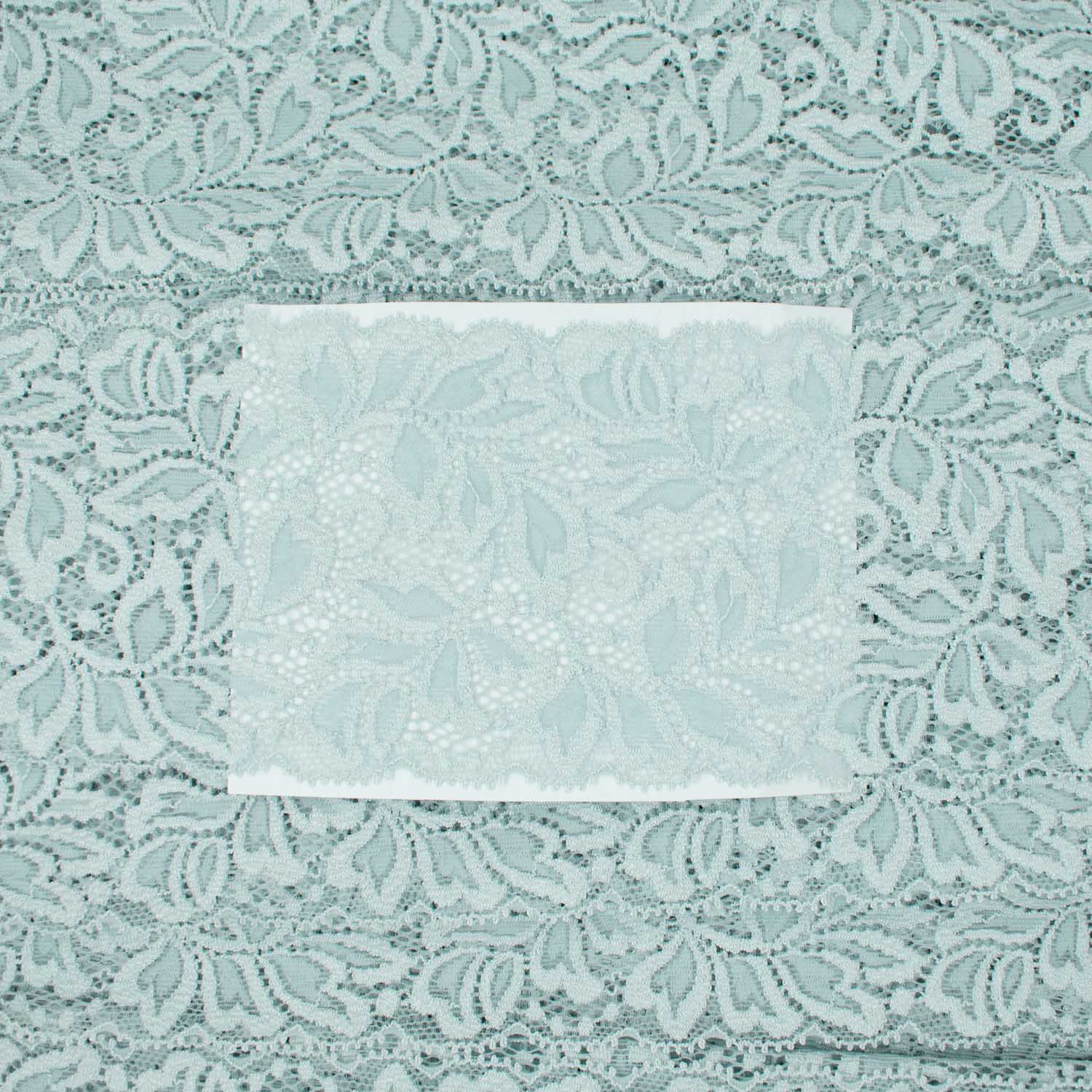 Stretch Raschel Lace Trim 85mm Light Blue