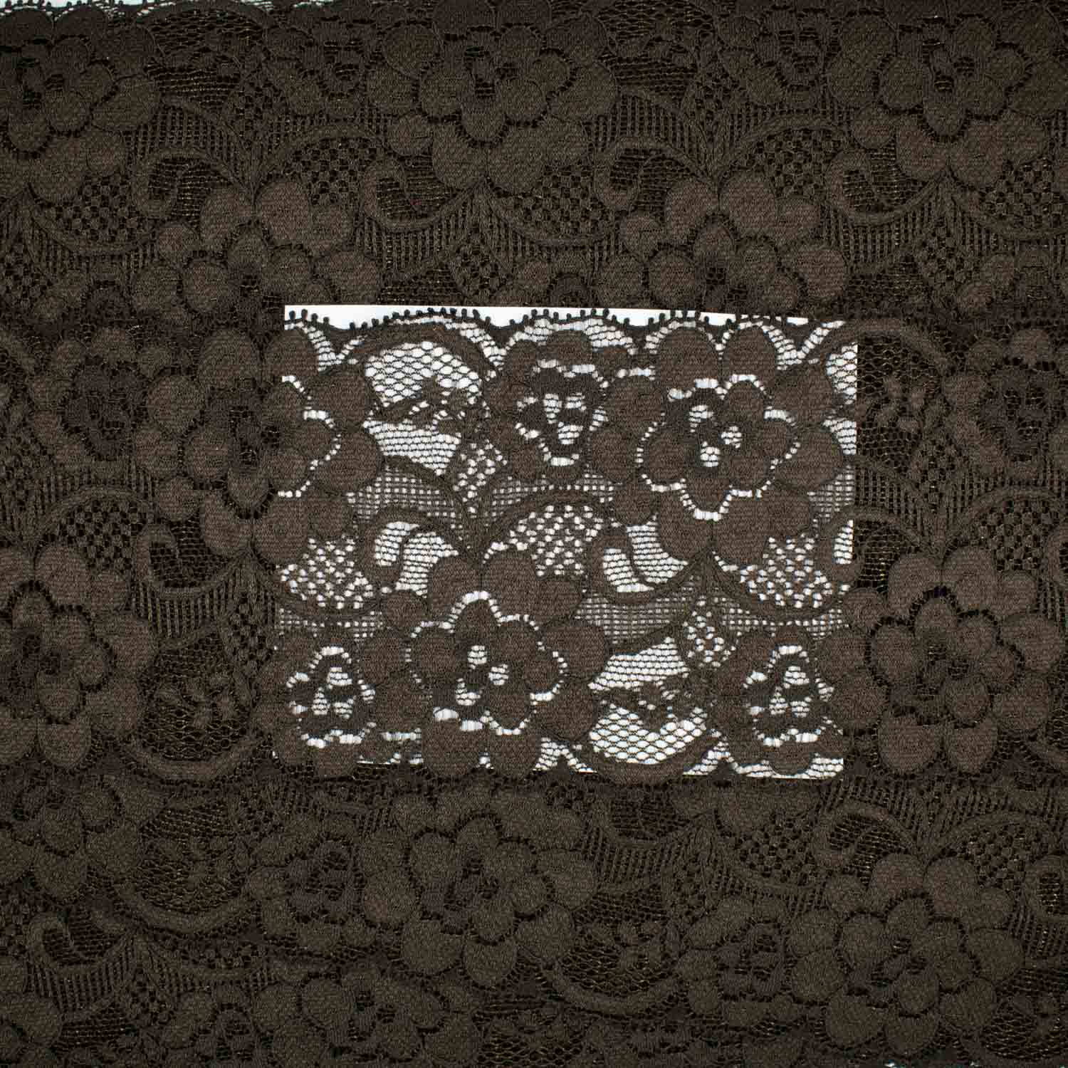 Floral Stretch Raschel Lace Trim 90mm Cocoa Brown