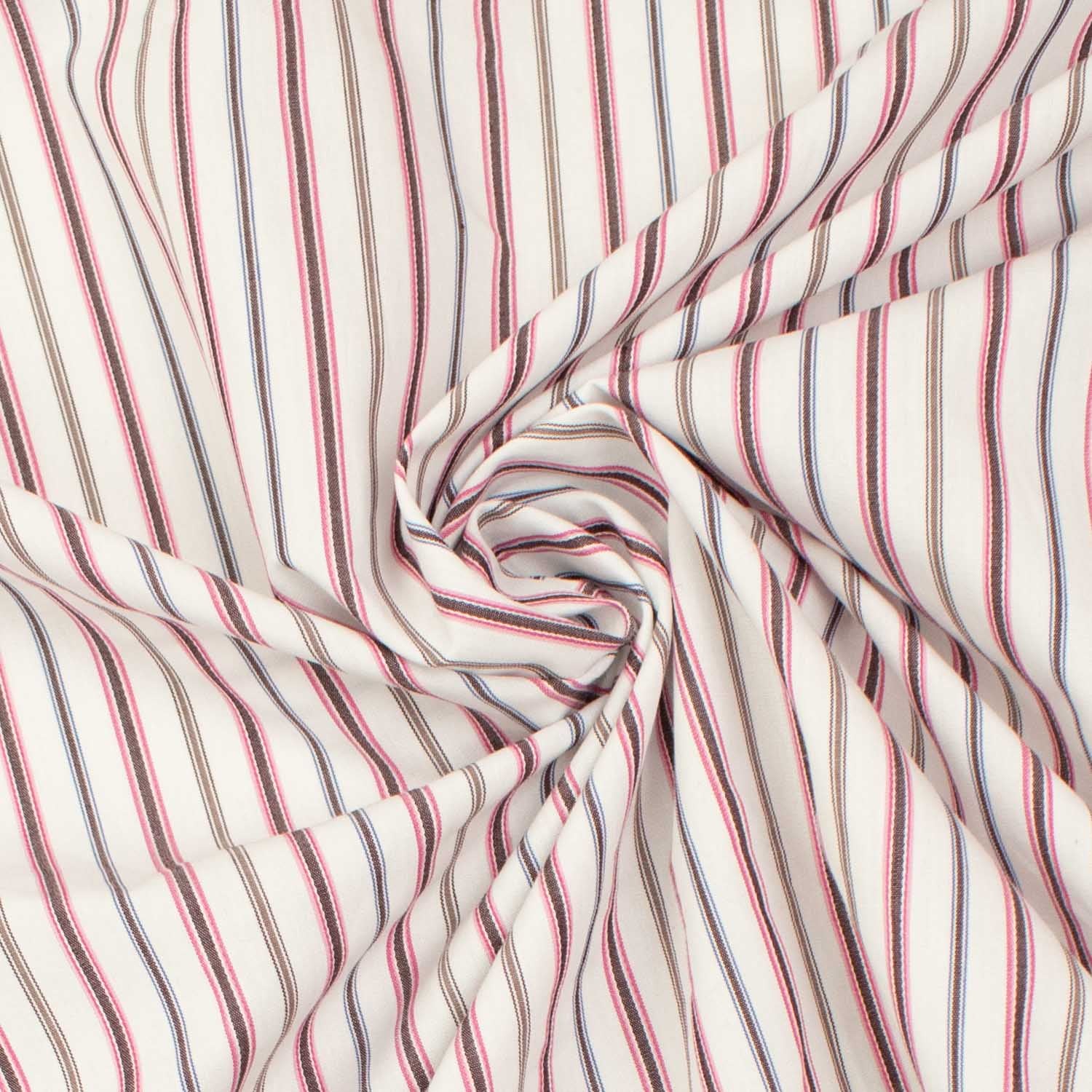 Stripe Shirting 150cm Design-1 Pink & Brown