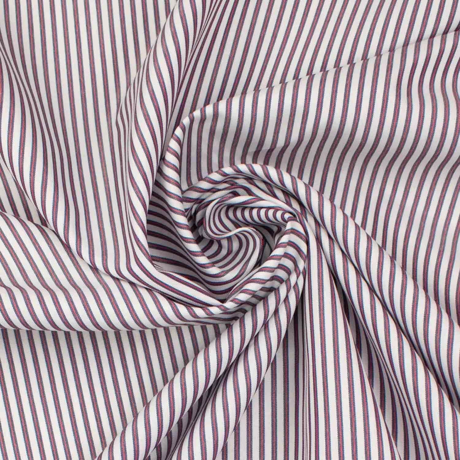 Stripe Shirting 150cm Design-9 Red & Navy