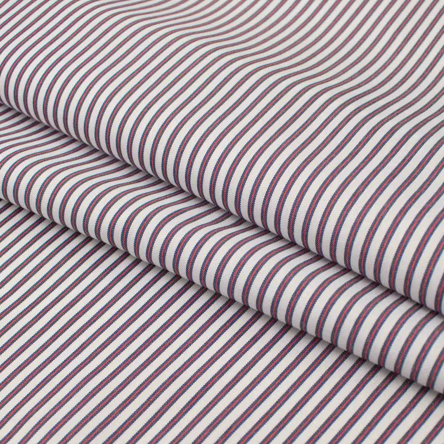 Stripe Shirting 150cm Design-9 Red & Navy