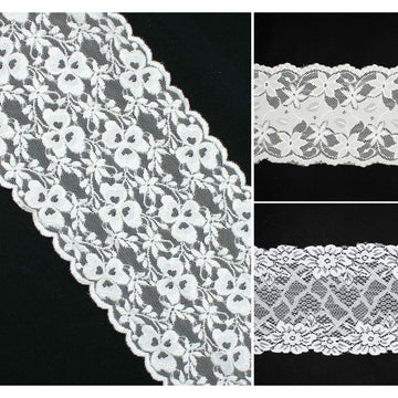 White Stretch Raschel Lace Trim 140mm