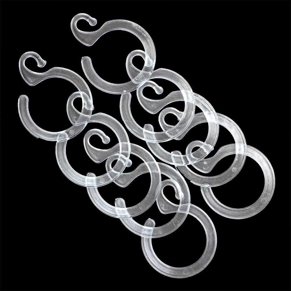 Sullivans 35mm Clear Plastic Shower Curtain Hooks - 10pcs