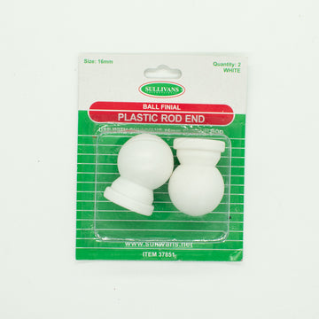 Sullivans Curtain Plastic Rod End Ball Finial 16mm White