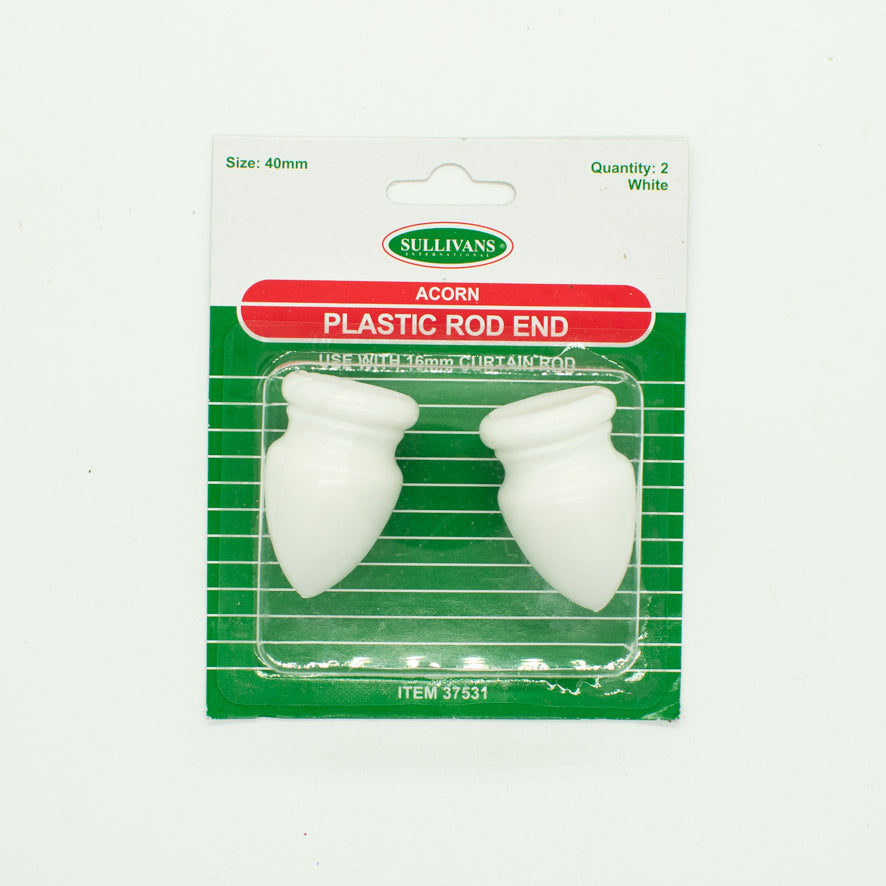 Sullivans Curtain Plastic Acorn Rod End 40mm White