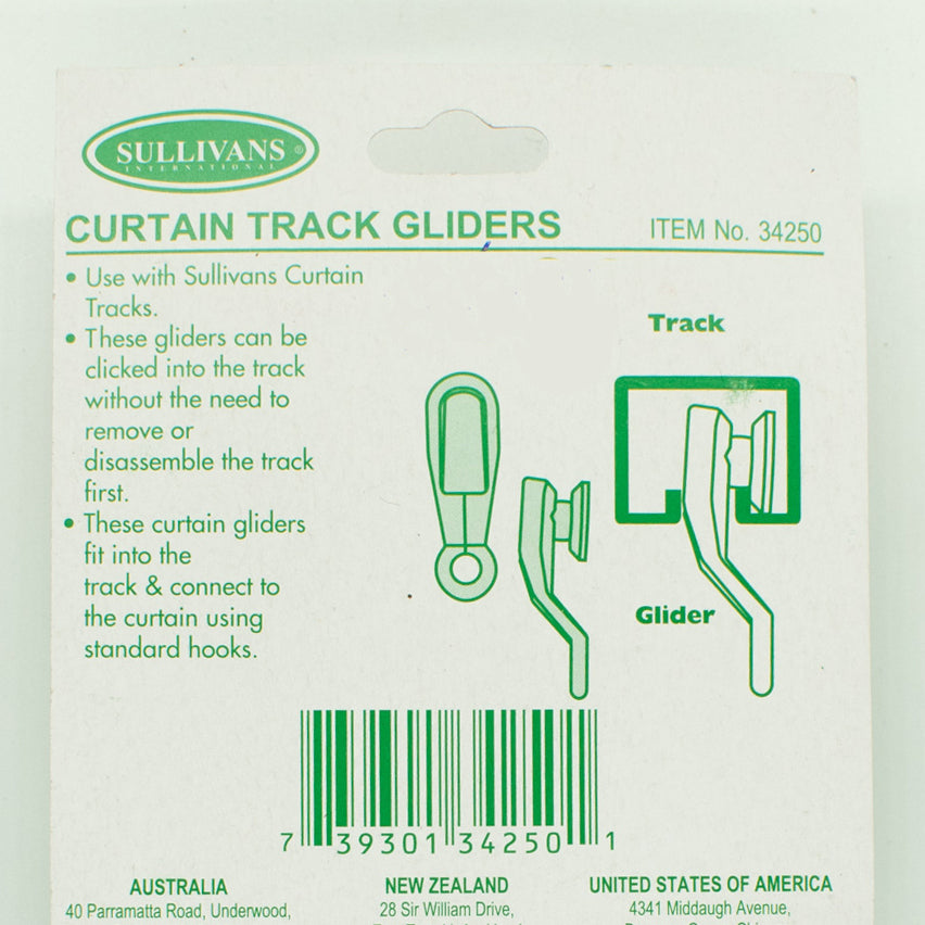 Sullivans Curtain Track Gliders 25Pcs White