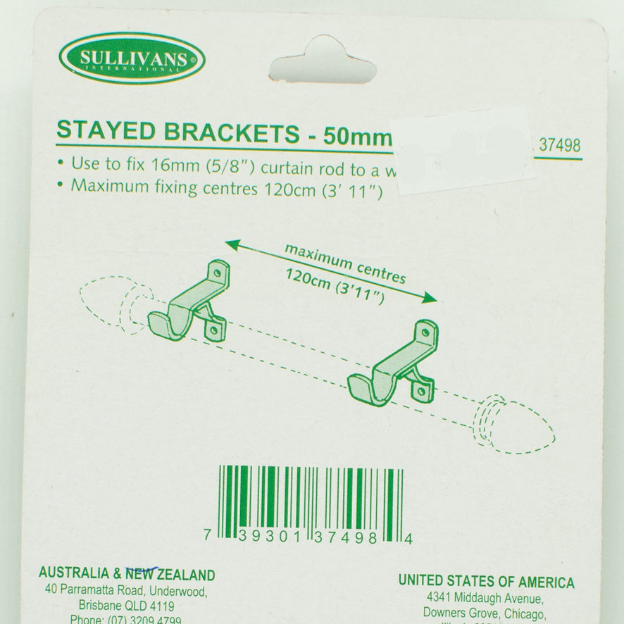 Sullivans Curtain Rod Support 50mm Stay Brackets