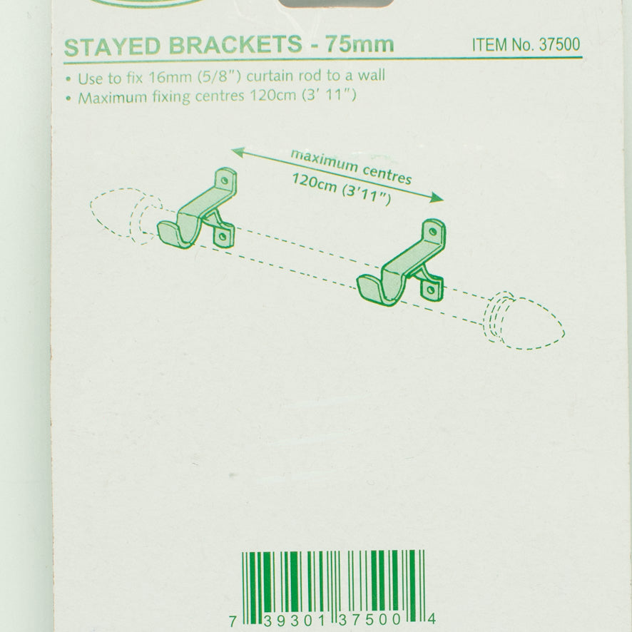 Sullivans Curtain Rod Support 75mm Stay Brackets