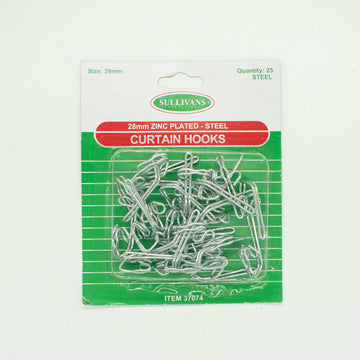 Sullivans Steel Small Curtain R7 Hooks - 28mm Zinc Plated 25Pcs