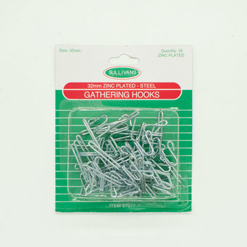 Sullivans Steel Curtain R7 Gathering Hooks - 32mm Zinc Plated 25Pcs