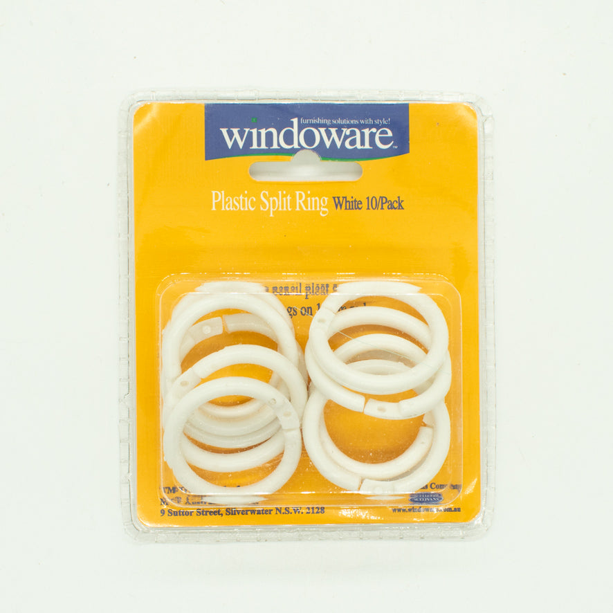 Windoware 16mm Curtain Plastic Split Ring - White 10 Pcs