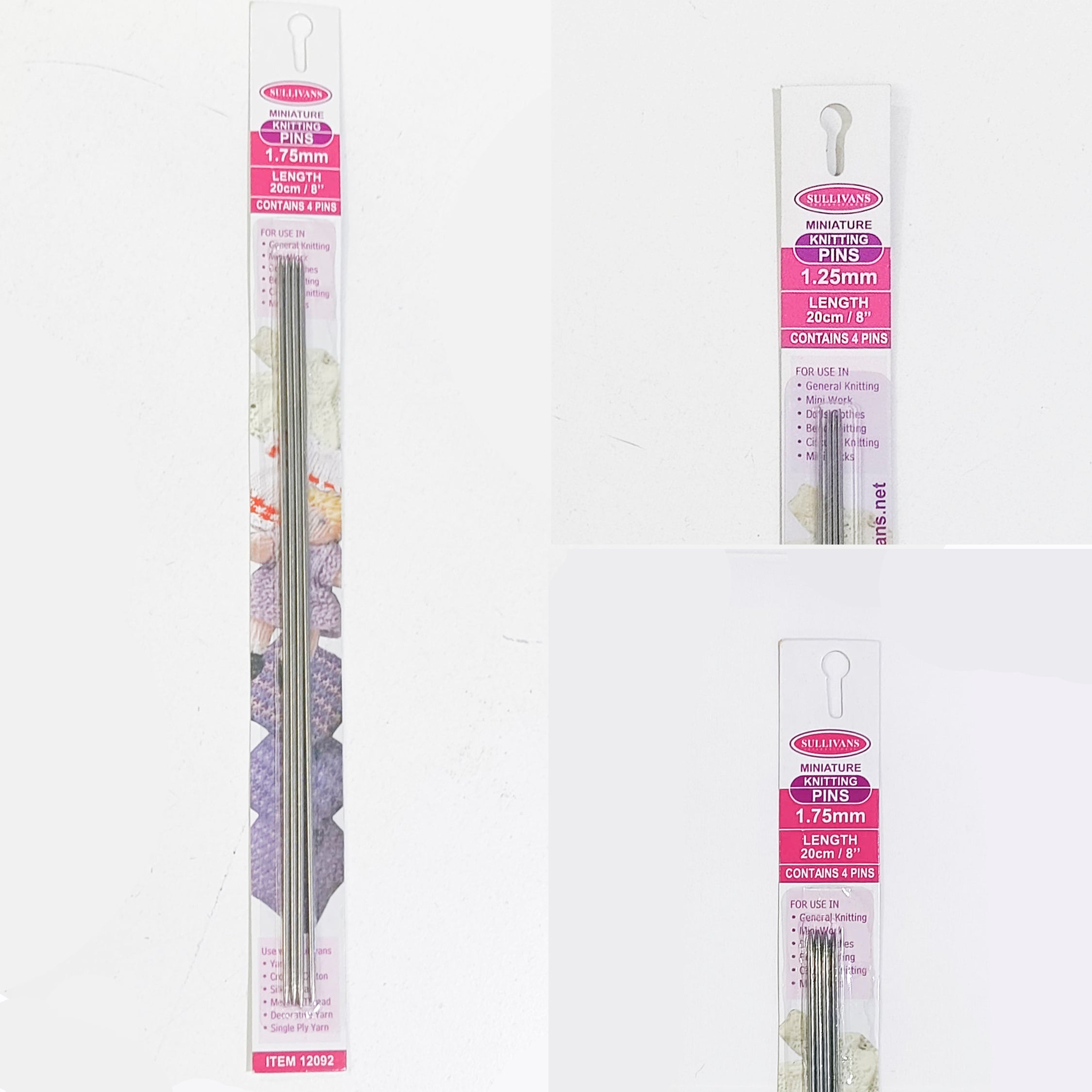 Sullivans Miniature Knitting Pins 20cm - 4Pcs