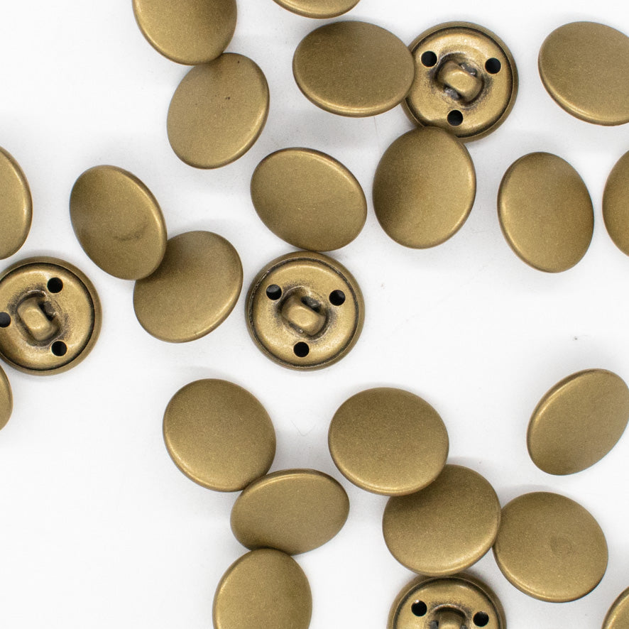 15mm Mat Brass Metal Shank Button