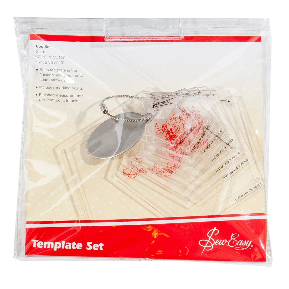 Sew Easy Mini Pentagons Template Set Clear 8 Pieces