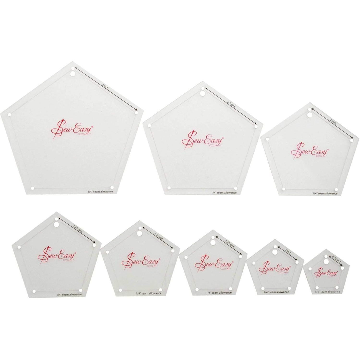 Sew Easy Mini Pentagons Template Set Clear 8 Pieces