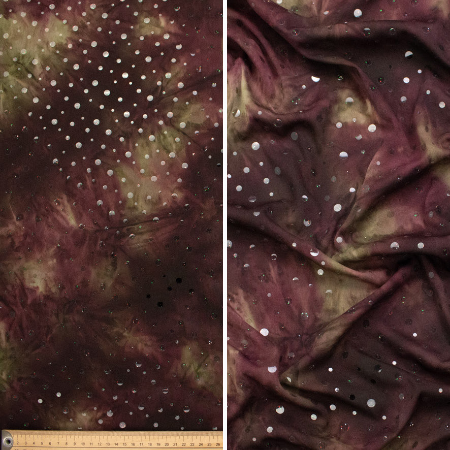 Tie Dye Glitter Sequin Dots 2-Way Stretch Knit
