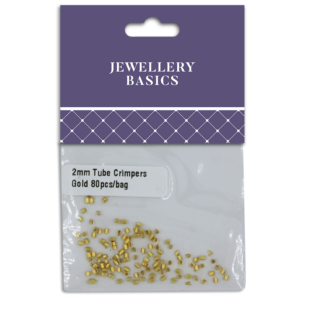 Tube Crimpers 2mm Gold 80Pcs