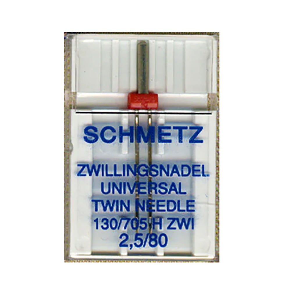 Schmetz Sewing Machine Needles Twin Universal 80/2.5mm - 1 Per Cassette