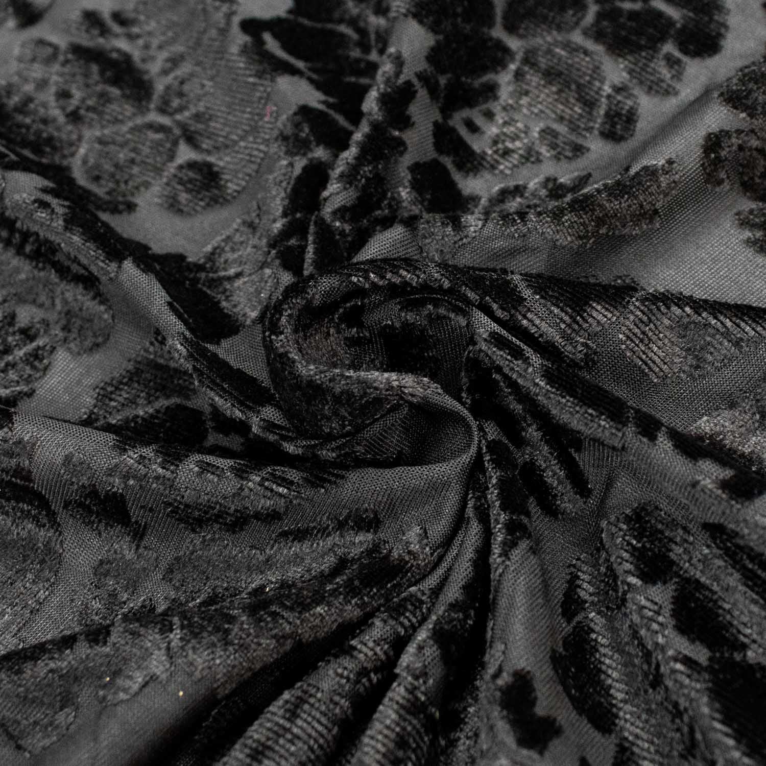 Floral Vines Velvet Burnout Black