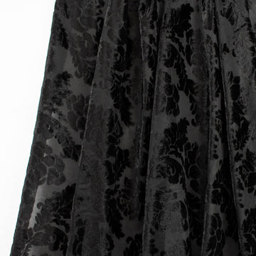 Floral Vines Velvet Burnout Black