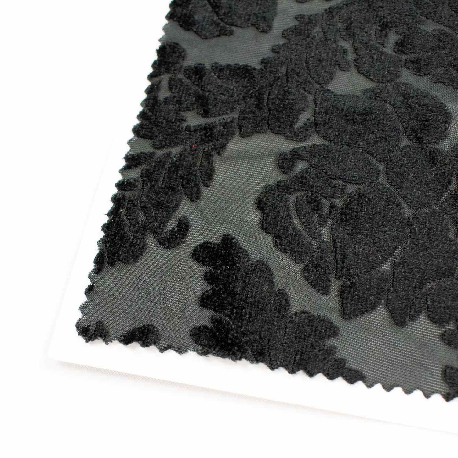 Floral Vines Velvet Burnout Black